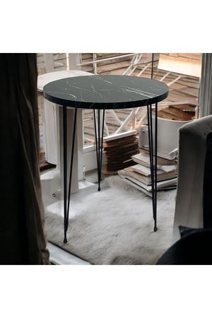  Zigon Sehpa ( SİYAH MERMER)  Metal Tel Ayak 