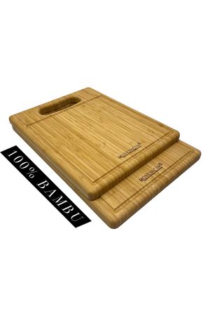 Bambu Kesme Tahtası Dikdörtgen Su Oluklu 35x24