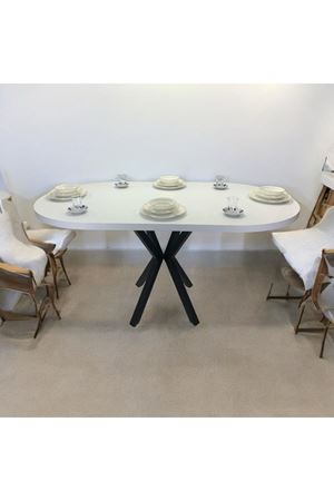 Oval Yemek Masası 6 Kişilik 160 x 90 BEYAZ