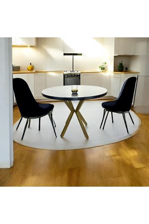 BEYAZ YUVARLAK YEMEK MASASI GOLD RENK AYAK