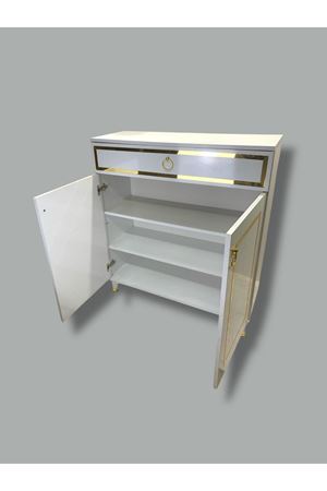 Çok Amaçlı Dolap, Çekmeceli,2 Kapaklı, Mutfak Dolabı, Kahve Köşesi Beyaz, altın 80 CM