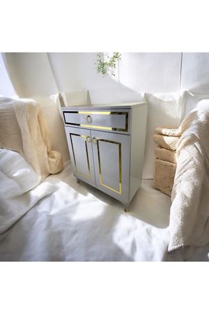 Çok Amaçlı Dolap, Çekmeceli,2 Kapaklı, Mutfak Dolabı, Kahve Köşesi Beyaz, altın 80 CM