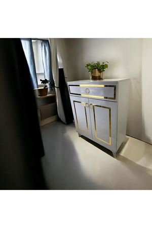 Çok Amaçlı Dolap, Çekmeceli,2 Kapaklı, Mutfak Dolabı, Kahve Köşesi Beyaz, altın 100 CM