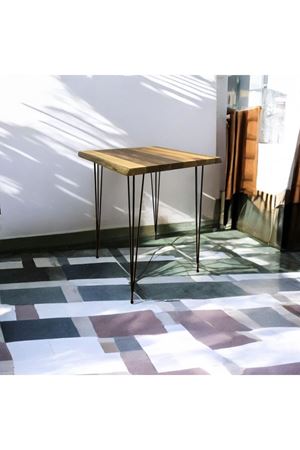 Ceviz  Ahşap Yan Sehpa Firkete Ayaklı (Siyah)