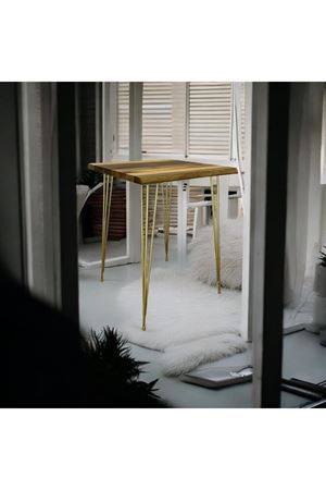 Ceviz  Ahşap Yan Sehpa Firkete Ayaklı (ALTIN)