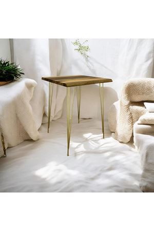 Ceviz  Ahşap Yan Sehpa Firkete Ayaklı (ALTIN)