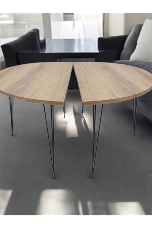 Yarım Daire Sehpa (Afrika Ceviz)  Metal Tel Ayak 