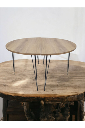 Yarım Daire Sehpa (Afrika Ceviz)  Metal Tel Ayak 