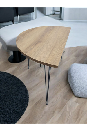 Yarım Daire Sehpa (Afrika Ceviz)  Metal Tel Ayak 