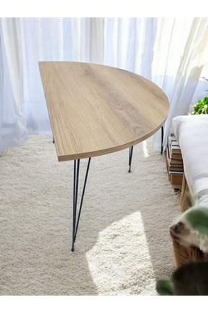 Yarım Daire Sehpa (Afrika Ceviz)  Metal Tel Ayak 