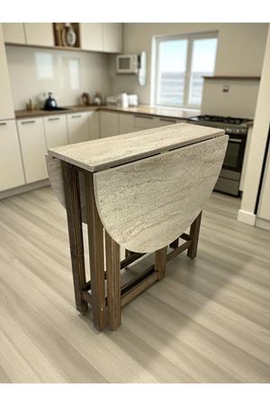Katlanır Kanatlı Masa Yemek Masası Çalışma Masası Mutfak Masası TRAVERTEN