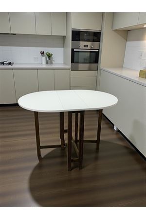 Katlanır Kanatlı Masa Yemek Masası Çalışma Masası Mutfak Masası BEYAZ 