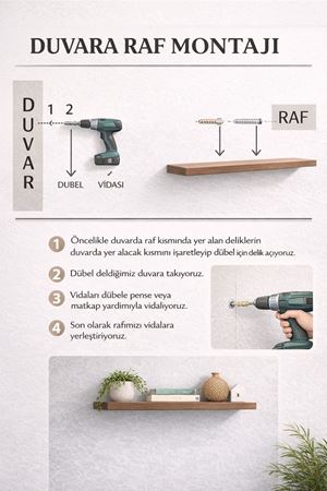 3'lü Uçan Duvar Rafı Set Gizli Raf- Beyaz