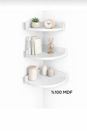 3'Lü Üçgen Köşe Duvar Raf 31 x 26 x 23