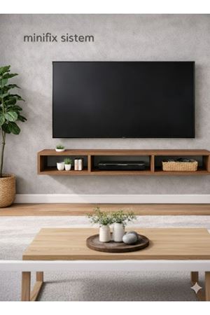 Dekoratif Raflı Duvar Tv Ünitesi  Üç Bölmeli Barok