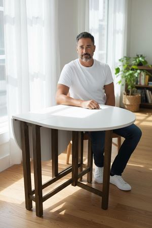 Katlanır Kanatlı Masa Yemek Masası Çalışma Masası Mutfak Masası Beyaz