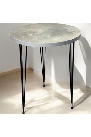 Zigon Sehpa Metal Tel Ayak ( BEYAZ MERMER )