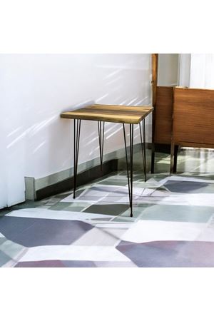 Ceviz Ahşap Yan Sehpa Firkete Ayaklı (Siyah AYAKLI)