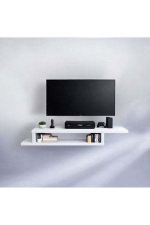 Dekoratif Raflı Duvar Tv Ünitesi  Z Raf Beyaz