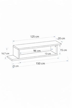Dekoratif Raflı Duvar Tv Ünitesi  Z Raf Beyaz