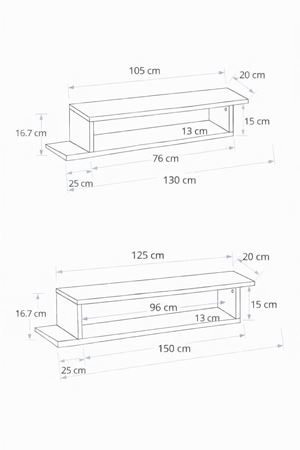 Dekoratif Raflı Duvar Tv Ünitesi  Z Raf Atlantik Çam