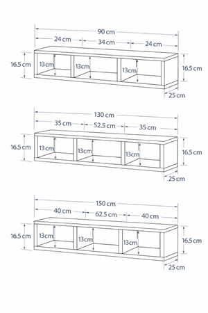Dekoratif Duvar Rafı - Tv Ünitesi 2 Parçalı Beyaz
