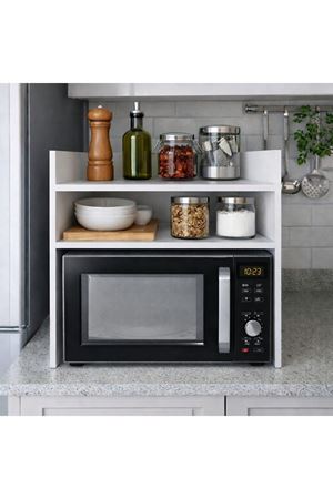 Beyaz Tezgah Üstü Raf - Fırın, Mikrodalga Organizer Düzenleyici -Çok Amaçlı Raf