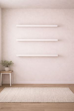 30 mm 3'lü Uçan Duvar Rafı Set Gizli Raf- Beyaz 