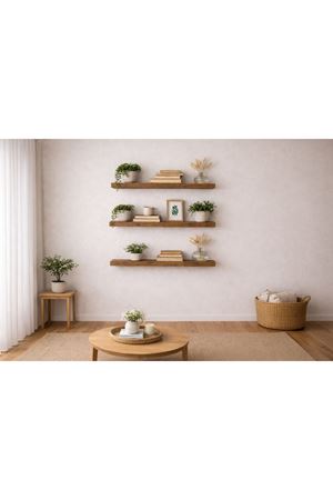 30 mm 3'lü Uçan Duvar Rafı Set Gizli Raf- Barok