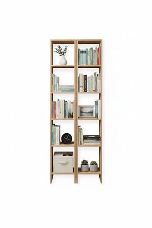 2'li 6 Raflı Dekoratif Kitaplık Atlantik Çam Kitaplık Ofis Kitaplığı Dolap Kitap Rafı  