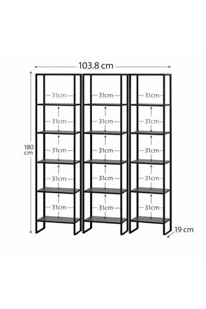 3'lü 6 Raflı Dekoratif Kitaplık BAROK Kitaplık Ofis Kitaplığı Dolap Kitap Rafı  