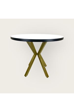 BEYAZ YUVARLAK YEMEK MASASI GOLD RENK AYAK