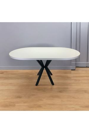 Oval Yemek Masası 6 Kişilik 160 x 90 BEYAZ 