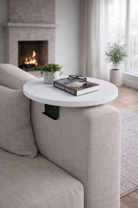 Yan Sehpa Ayarlanabilir Tepsi Dekoratif Modern Tepsi Beyaz