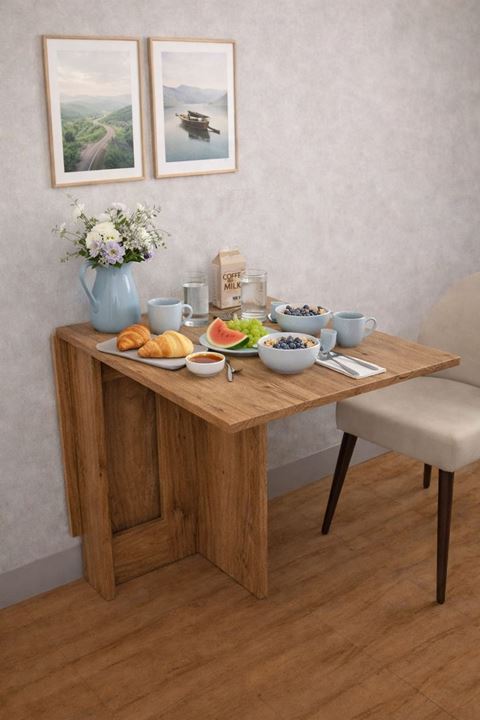 Demonte Pratik Açılır Kapanır Kanatlı Masa - Yemek Masası Garda