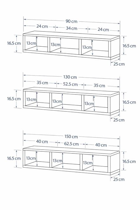 Dekoratif Raflı Duvar Tv Ünitesi  Üç Bölmeli Barok