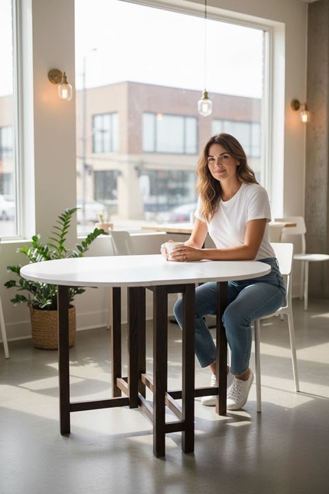 Katlanır Kanatlı Masa Yemek Masası Çalışma Masası Mutfak Masası Beyaz