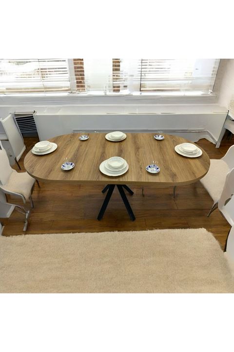 Oval Yemek Masası 6 Kişilik 160 x 90 CEVİZ