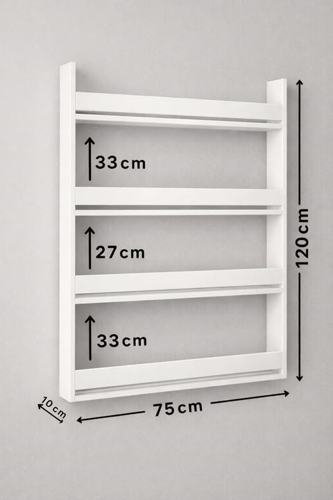 Çocuk Kitaplığı 4 Raflı Duvar Rafı Beyaz Kitaplık - Eğitici Tasarım