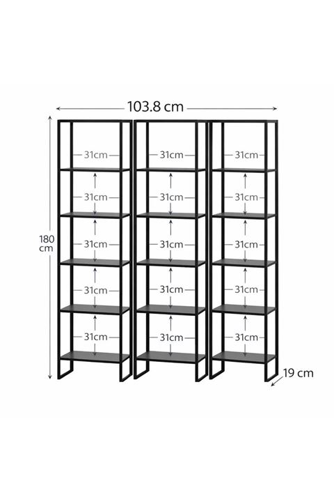 3'lü 6 Raflı Dekoratif Kitaplık Atlantik Çam Kitaplık Ofis Kitaplığı Dolap Kitap Rafı