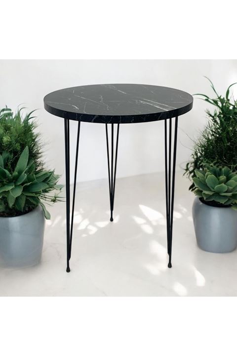 Zigon Sehpa Metal Tel Ayak ( SİYAH MERMER )