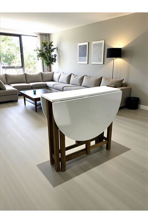 Katlanır Kanatlı Masa Yemek Masası Çalışma Masası Mutfak Masası Beyaz