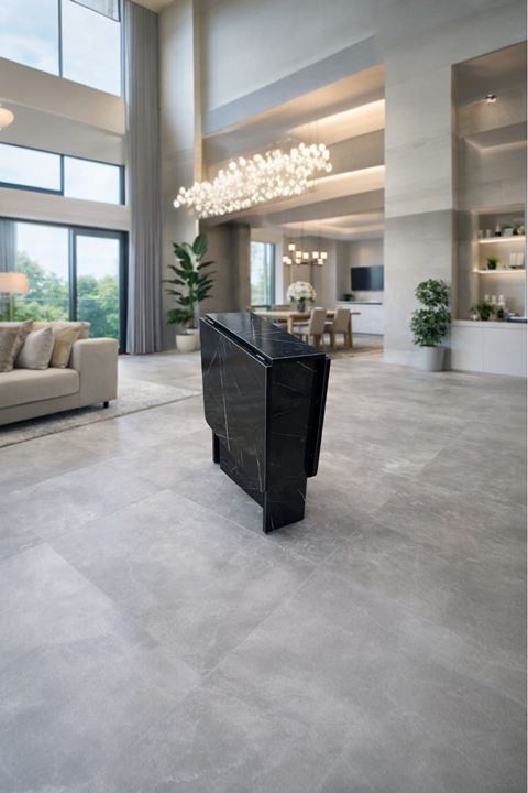 Demonte Pratik Açılır Kapanır Kanatlı Masa - Yemek Masası Siyah Mermer