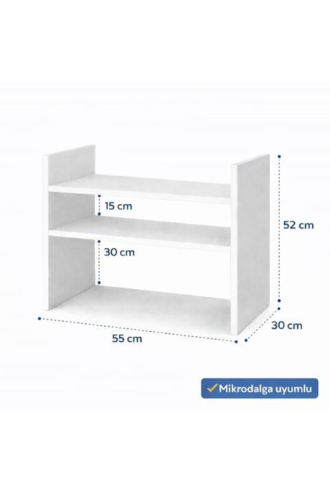Beyaz Tezgah Üstü Raf - Fırın, Mikrodalga Organizer Düzenleyici -Çok Amaçlı Raf - kopya
