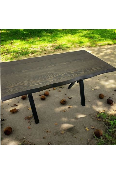 CAFE MASA SİYAH KÖKNAR Kütük Masa X AYAK SİYAH 120x70