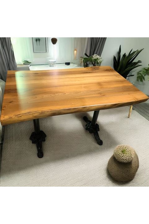 CAFE MASA Ahşap Kütük Masa ASLAN AYAK 200x100