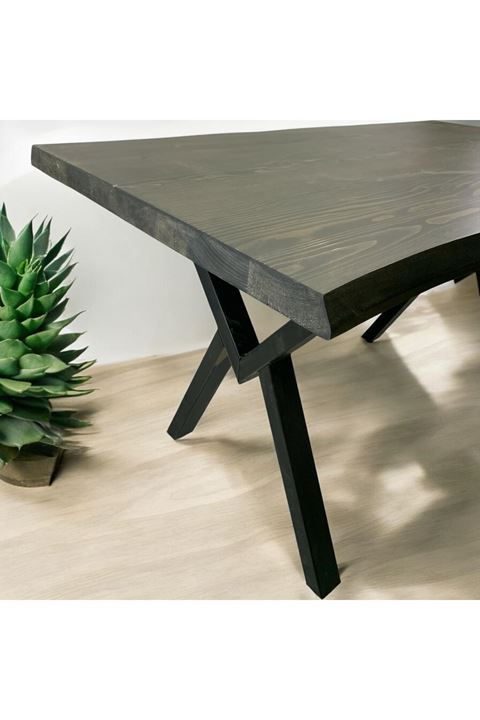 CAFE MASA SİYAH KÖKNAR Kütük Masa X AYAK SİYAH 120x70