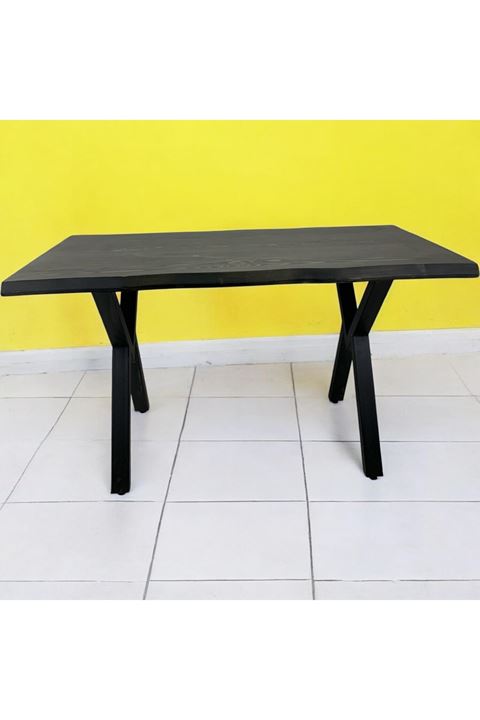 CAFE MASA SİYAH KÖKNAR Kütük Masa X AYAK SİYAH 140x70
