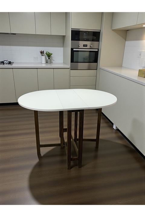 Katlanır Kanatlı Masa Yemek Masası Çalışma Masası Mutfak Masası Beyaz