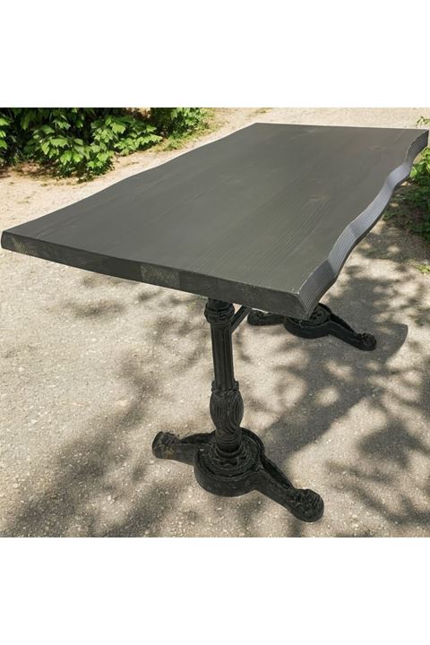 CAFE MASA KÖKNAR Kütük Masa SİYAH ASLAN AYAK 140x70